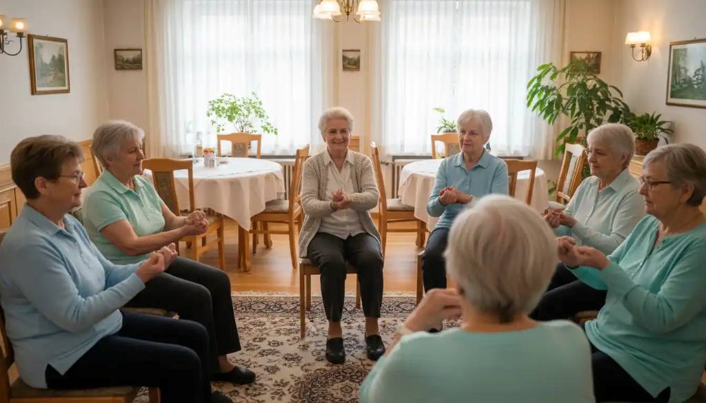 Pohyb ženy v jídelně cvičí1